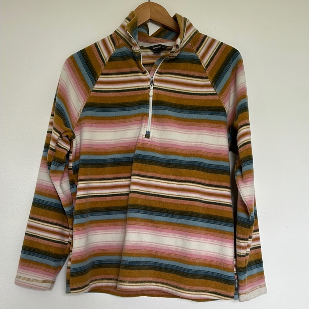 Eddie Bauer Brown and Pink Zip Up Sweater